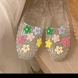 꽃 장식 젤리슈즈 새상품 240