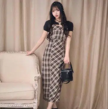 미셸 마카롱 앙상블 체크 원피스 사이즈 F