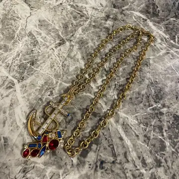 레어 SWAROVSKI 빈티지 목걸이 닻 백조 각인
