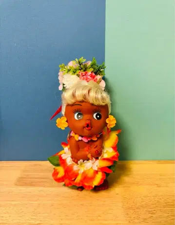 하와이안 인형 핸드메이드 ALOHA 오렌지 빈티지