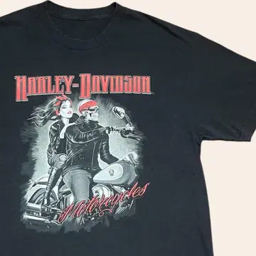 Harley-Davidson 스컬 바이크 프린트 T셔츠
