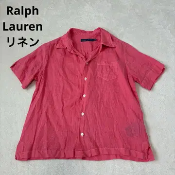 Ralph 랄프 로렌 빅 린넨 반팔 셔츠 핑크 후염