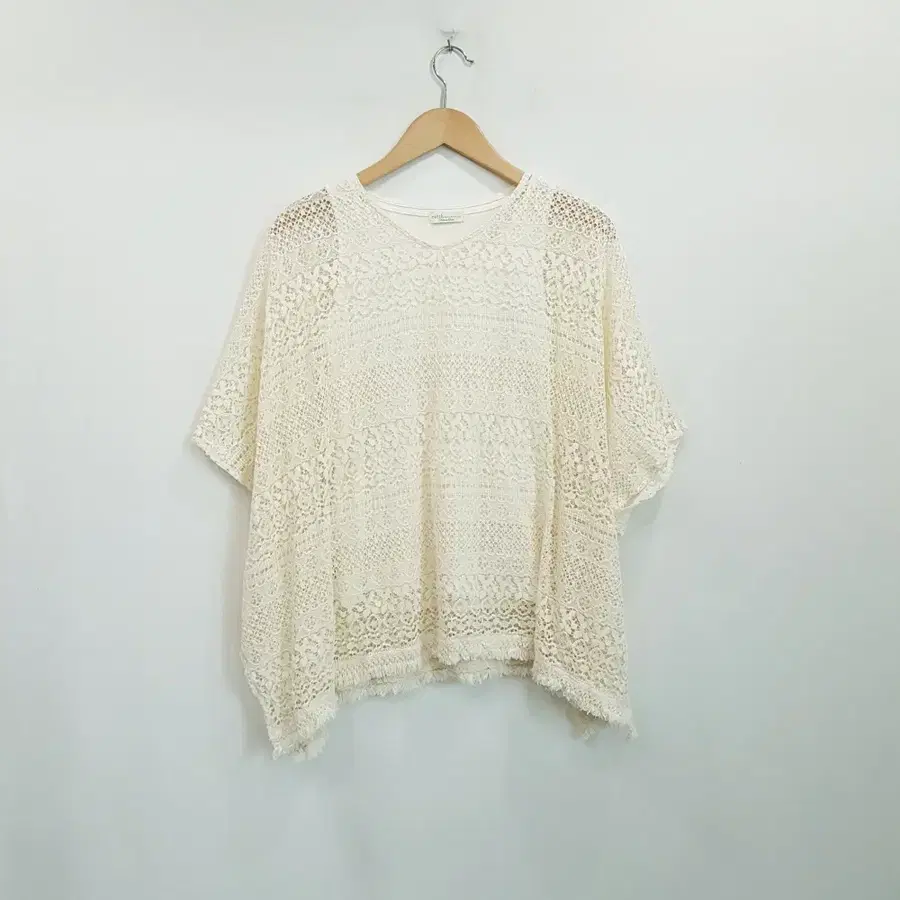 빈티지 브이넥 크로셰 모리걸 하구미룩 그물 반팔 티셔츠 여F R512