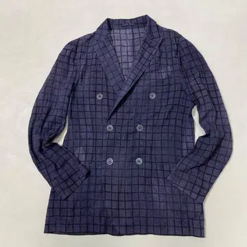 LARDINI 이탈리아제 코튼 체크 더블 브레스트 썸머 자켓