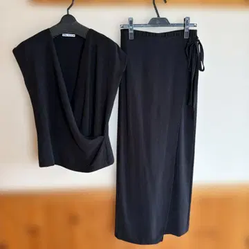 ZARA 블랙 셋업 카슈쿨 랩 스커트풍 팬츠 M