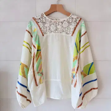 SEMI COUTURE 세미쿠튀르 블라우스 레이스 벌룬 슬리브