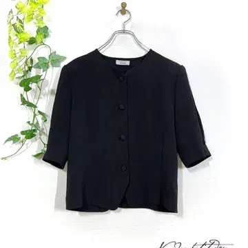 산넨자카 노카라 자켓 크레이프 원단 반팔 블랙 M 일본제