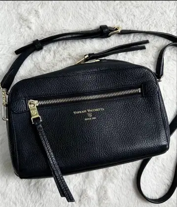 최고급 라인 TOPKAPI VACCHETTA 주름 가죽 숄더백 블랙