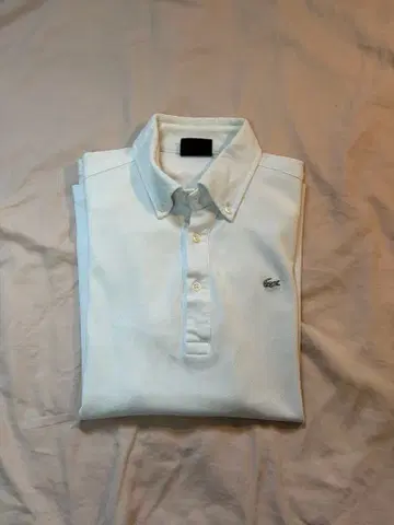 LACOSTE 버튼 다운 피케 셔츠 화이트