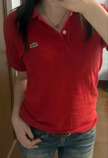 LACOSTE 라코스테 반팔 피케 셔츠 레드