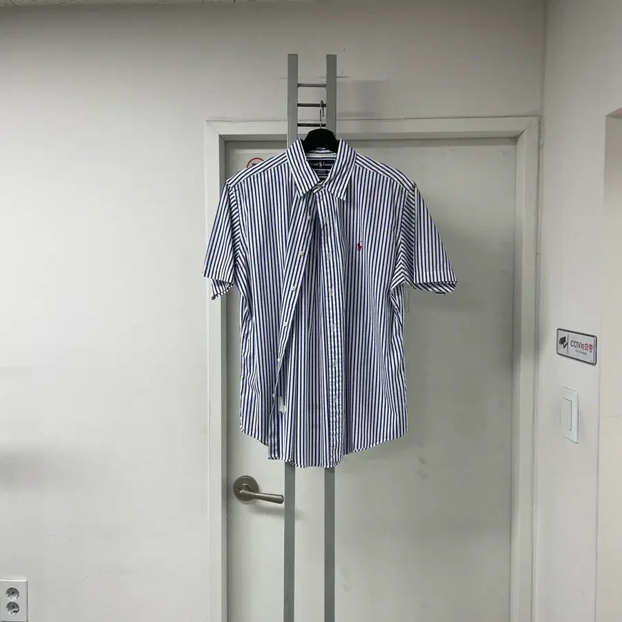 폴로 랄프로렌 스트라이프 반팔 셔츠 블루 L