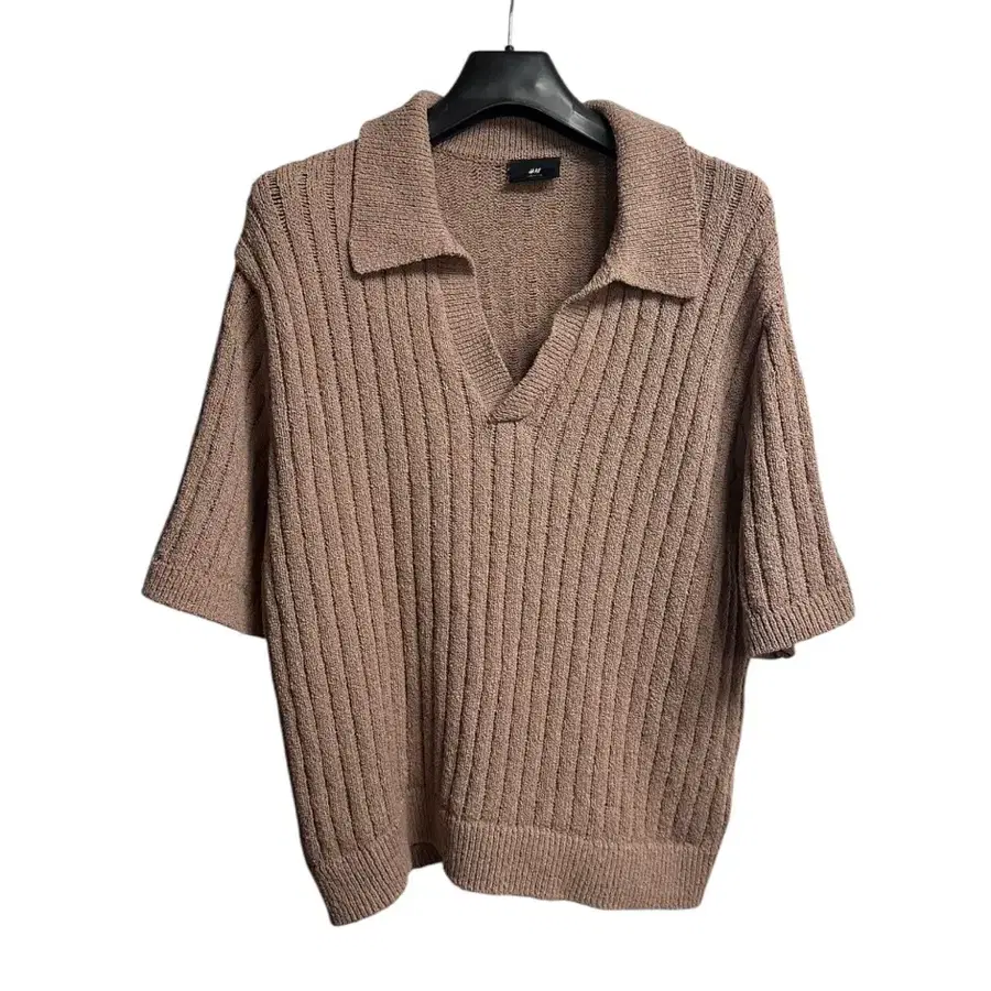 H&M 크로쉐 크롭 반팔니트 인디핑크 L size