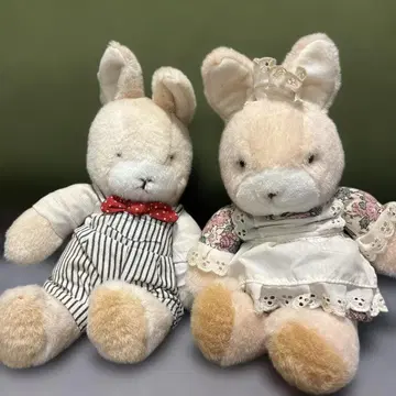 레어 레트로 토끼 봉제 인형 2체 세트 아루마도