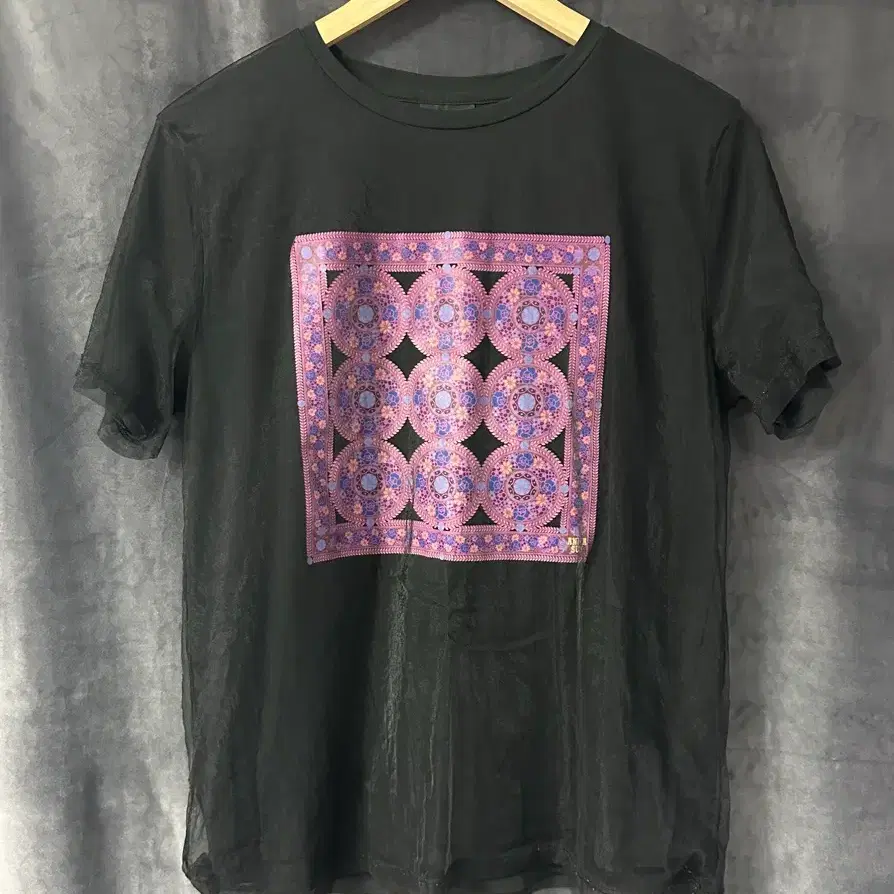 안나수이(ANNA SUI) 플라워 오리엔탈 프린트 메쉬 시스루 반팔 M