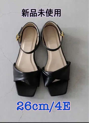새상품 트위스트 스트랩 샌들 블랙 [ 26cm ] 3L/4E 폭넓음
