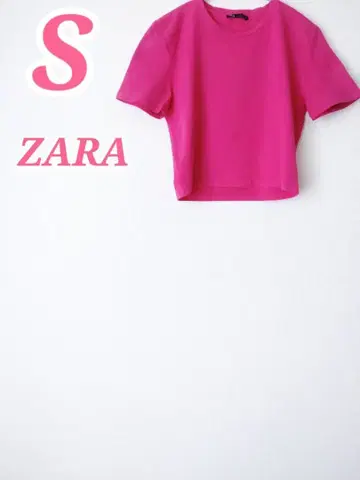ZARA 자라 크롭 반팔 T셔츠 핑크 큐트 컴팩트 S