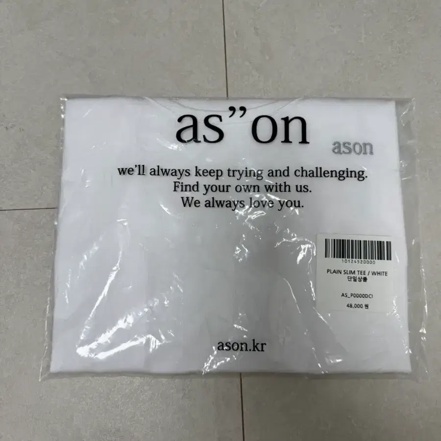 (새상품) ason 애즈온 플레인 슬림티 화이트 반팔