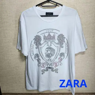[컨디션 최상] ZARA 자라 큐빅 스컬 T셔츠 화이트 M사이즈
