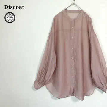 Discoat 디스코트 블라우스 볼륨 소매 비침 시스루 핑크