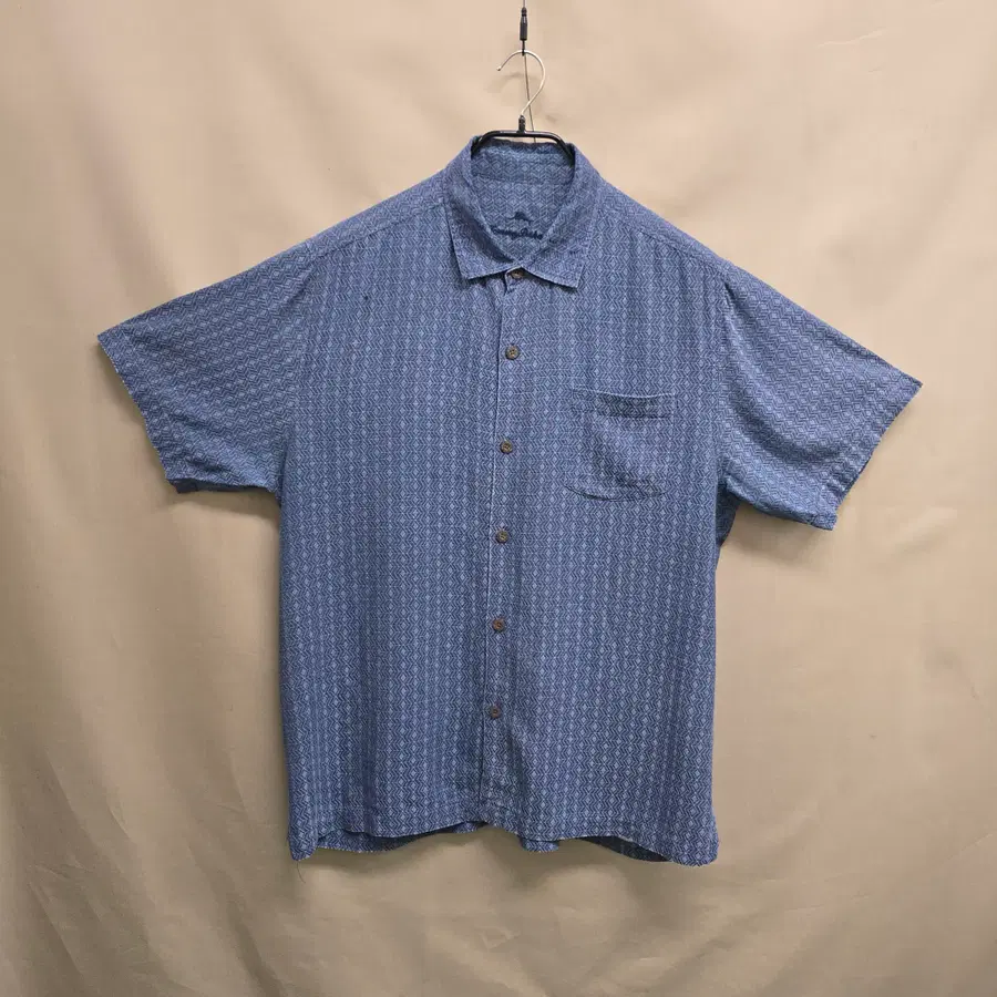 Tommy Bahama 100% Silk 자카드 반팔 셔츠