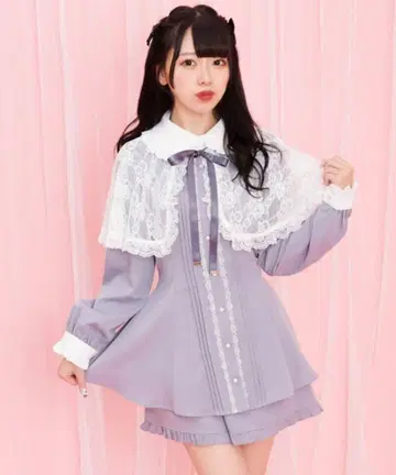시크릿 허니 레이스 케이프 포함 긴팔 셋업