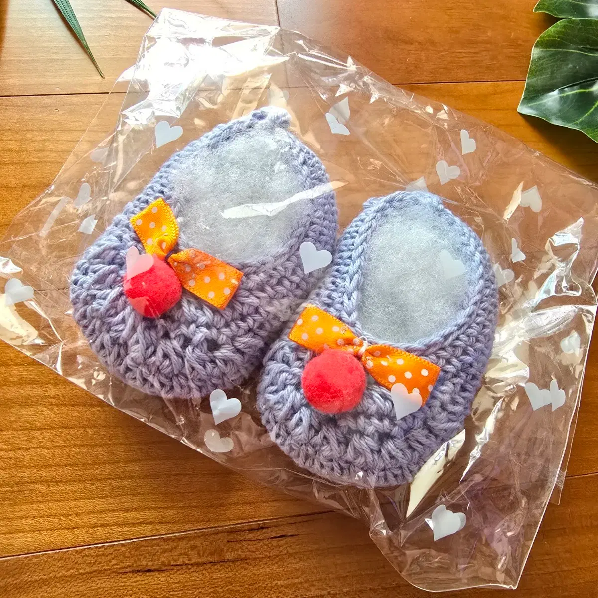 (새상품) HandMade 뜨개 아기 신발 블루