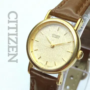 작동품 CITIZEN 여성용 손목시계 골드 다이얼 벨트 새상품