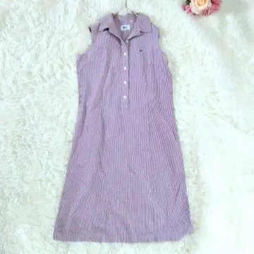 [ 새상품급 ] 라코스테 깅엄 체크 슬리브리스 시어서커 원피스