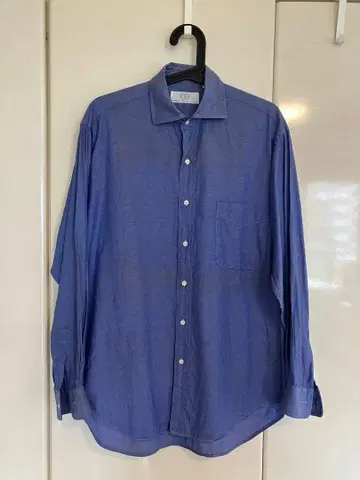 BEAMS F 남성용 샴브레이 버튼 다운 셔츠 긴팔 블루