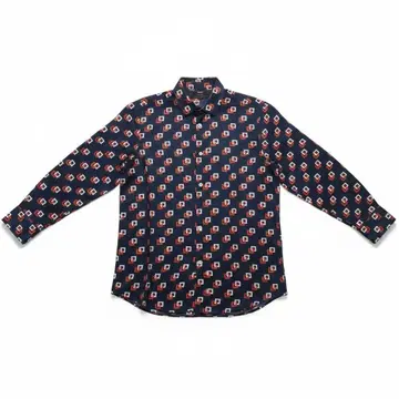 S 사이즈 ZARA 긴팔 셔츠 기하학 패턴 광택 네이비