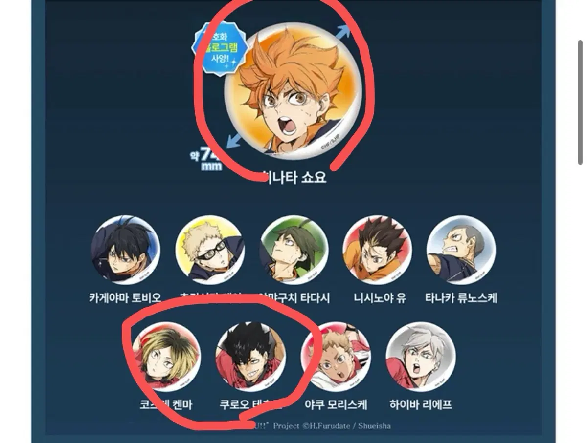 [구매] 다이소 하이큐 캔뱃지