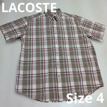 LACOSTE 라코스테 체크 무늬 반팔 셔츠 M Size4