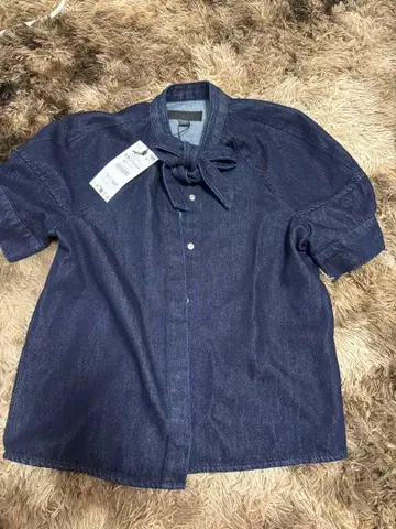 ZARA 데님 보타이 블라우스 반팔 XS 가격 인하 협상