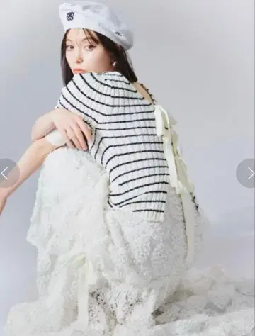 snidel 백리본 보더 니트 반팔