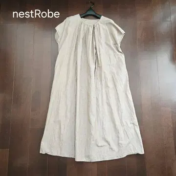 새상품급 nestRobe 프렌치 슬리브 풍성한 원피스 린넨 혼방