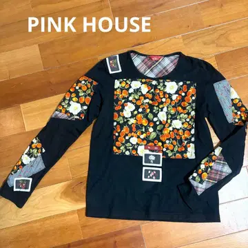 PINK HOUSE 긴팔 티셔츠 패치워크 와펜 딸기 체리