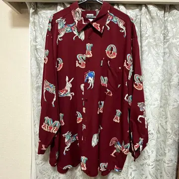 [ MOSCHINO JEANS ] 올 패턴 긴팔 셔츠 버건디 빈티지