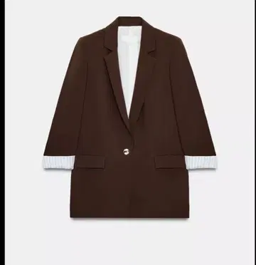 [ 타임세일 ] ZARA 테일러드 자켓 브라운 안감 스트라이프