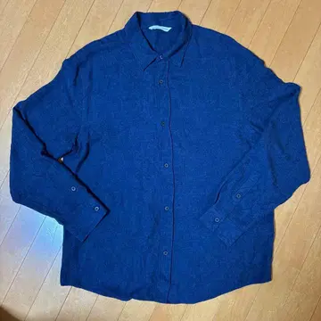 ZARA 자라 네이비 긴팔 셔츠 자카드 직물