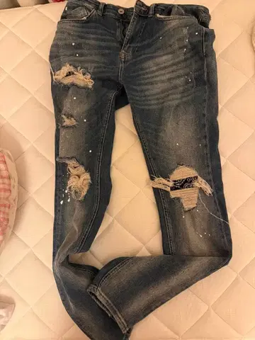 ZARA 데미지 데님 페이즐리 패치워크