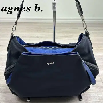 agnes b. 아그네스베 숄더백 나일론 블랙 x 블루