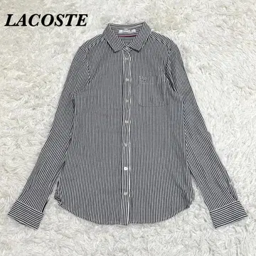 [새상품급] LACOSTE 스트레치 긴팔 셔츠 화이트 악어 34 블랙
