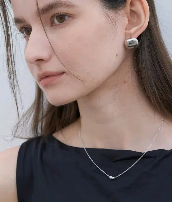 할렌 silver round pendant pearl necklace
