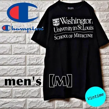 AH57 [Champion] 프린트T셔츠 [남성용M] 블랙