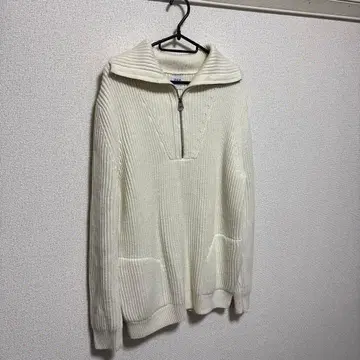 ZARA 하프 지퍼 리브 니트 스웨터 화이트 M