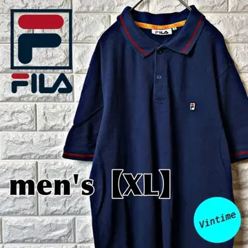AM18 [FILA] 자수 로고 피케 셔츠 [남성용 XL] 네이비