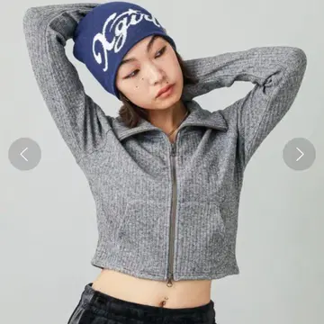 X-girl 더블 집업 가디건 그레이 지퍼