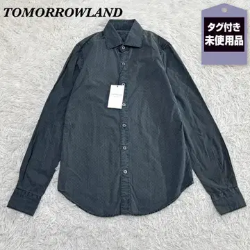 택 포함 미사용 TOMORROWLAND 긴팔 셔츠 S 그린 도트