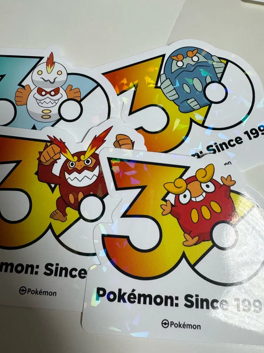 포켓몬 30주년 로고 스티커 달막화 불비달마 4종 세트