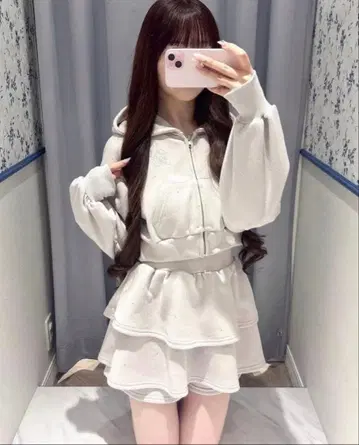 evelyn 로고 비쥬 맨투맨 세트 핑크